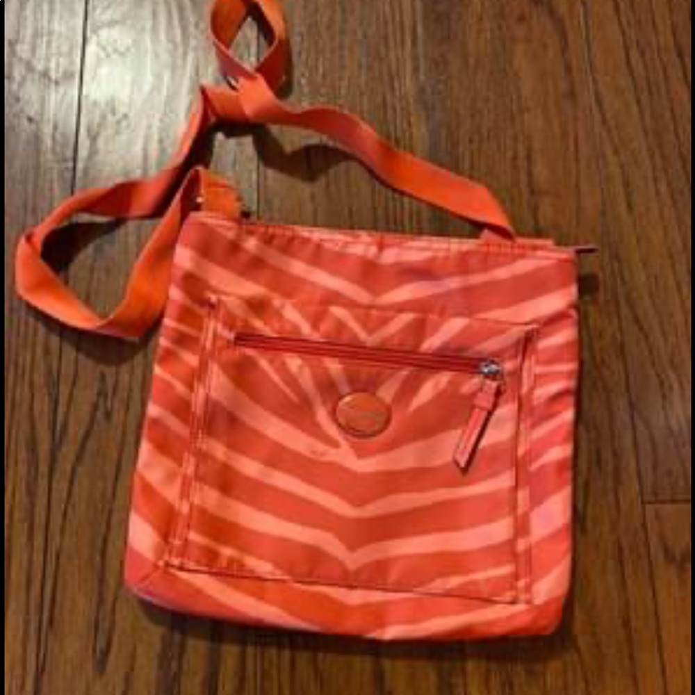 Orange zebra crossbody purse